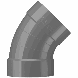 Beck PVC-U Ventilatie Bocht 45° d200 Naadloos RAL7011 Sok b1450200