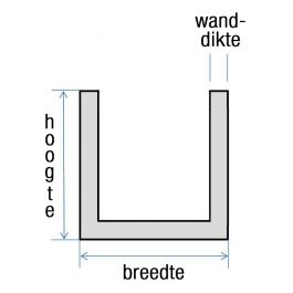 Vinplast PVC U-profiel XT Grijs RAL7011 46x66x3mm l=3m
