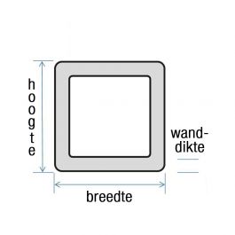 Vinplast PP Vierkantprofiel RH Grijs RAL7032 50x50x4mm l=5m