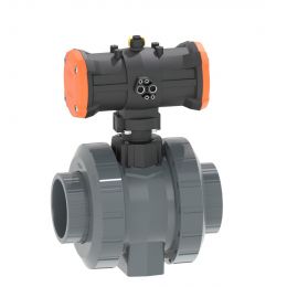 GF PVC-U Pneumatisch Kogelkraan 250 Double action d110 PN10 FPM Sok Zonder handbediening 199250221