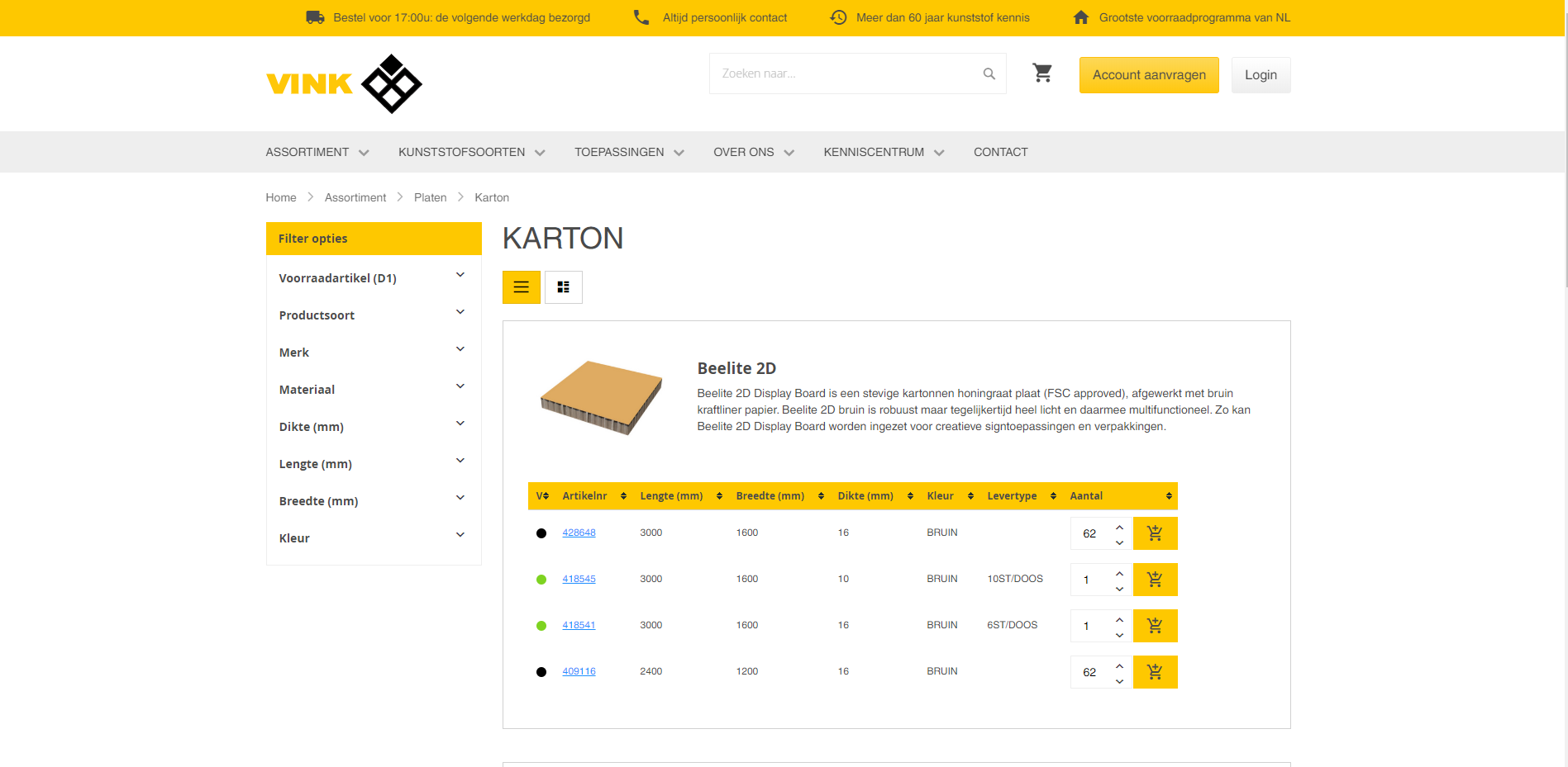 Webshop voorraad | Vink Kunststoffen Webshop voorraad | Vink Kunststoffen