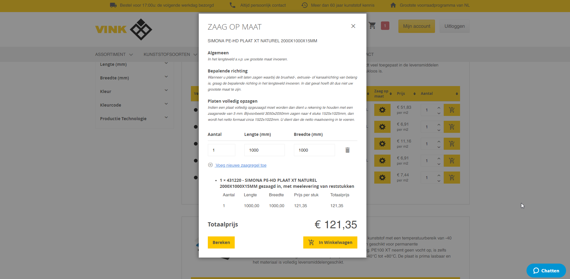 Cut to size module webshop Cut to size module webshop